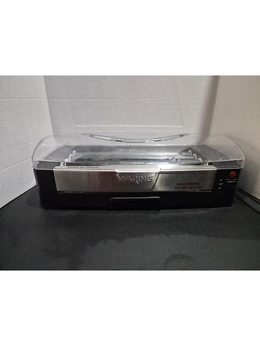 WARING PRO Professional Hot Dog Griller w/ 4 Rollers & Lid WDG200BJ Nonstick